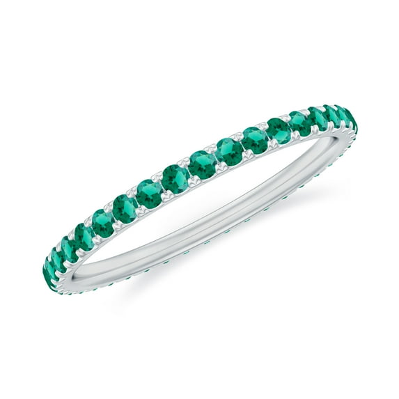 Rosec Jewels Lab Created Emerald Eternity Stacking Ring for Women (0.50 CT, AAAA Quality), 14K White Gold, US 4.50