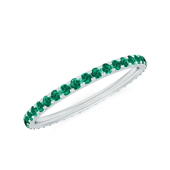 Rosec Jewels Lab Created Emerald Eternity Ring for Women - AAAA Quality Emerald Stacking Ring - Promise Ring for Valentines Day, 925 Sterling Silver, US 10.50