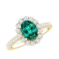 thumbnail image 1 of Rosec Jewels Lab Created Emerald Ring with Moissanite Halo for Women - 1.2 Carat - AAAA Quality, 10K Yellow Gold, US 3.50, 1 of 8