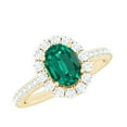 thumbnail image 1 of Rosec Jewels Lab Created Emerald Ring with Moissanite Halo for Women - 6X8 mm - 2.50 CT, 18K Yellow Gold, US 6.00, 1 of 7