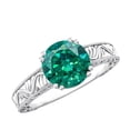thumbnail image 1 of Rosec Jewels Lab Created Emerald Solitaire Engagement Ring for Women (2 Carat, AAAA Quality) - Vintage Style Ring - with Jewelry Box, 10K White Gold, US 5.50, 1 of 8