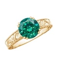 thumbnail image 1 of Rosec Jewels Lab Created Emerald Solitaire Engagement Ring for Women (2 Carat, AAAA Quality) - Vintage Style Ring - with Jewelry Box, 10K Yellow Gold, US 6.50, 1 of 8