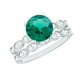 thumbnail image 1 of Rosec Jewels Certified Lab Grown Emerald Wedding Ring Set of 2 - Emerald Diamond Engagement Ring with Wedding Band - AAAA Grade, 18K White Gold, US 8.50, 1 of 5