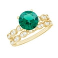 thumbnail image 1 of Rosec Jewels Certified Lab Grown Emerald Wedding Ring Set of 2 - Emerald Diamond Engagement Ring with Wedding Band - AAAA Grade, 18K Yellow Gold, US 3.50, 1 of 5