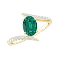 thumbnail image 1 of Rosec Jewels Certified Lab Grown Emerald Oval Engagement Ring - AAAA Quality - Emerald Diamond Ring - with Jewelry Box, 18K Yellow Gold, US 7.00, 1 of 9
