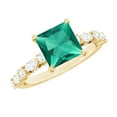 thumbnail image 1 of Rosec Jewels Certified Lab Grown Emerald Princess Cut Engagement Ring - Emerald Moissanite Ring (8 mm, AAAA Quality), 18K Yellow Gold, US 12.50, 1 of 8
