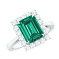 thumbnail image 1 of Rosec Jewels Certified Lab Grown Emerald Diamond Engagement Ring for Women - AAAA Grade Certified Emerald Cut Emerald Ring, 14K White Gold, US 8.00, 1 of 8