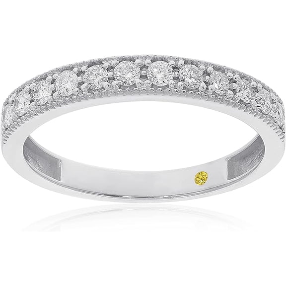 La Joya Lab Created Filigree Diamond Rings | 10k White Gold 1/6 CTW Wedding Rings for Women | Size 9.5