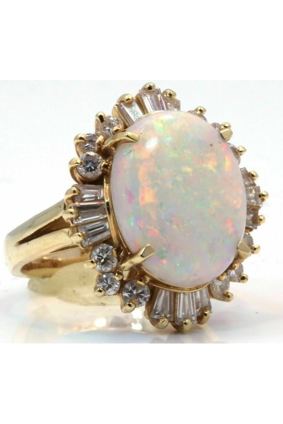 Lab Created Fire Opal 4Ct Oval Cocktail Engagement Women's Ring 14K Yellow Gold Plated Sterling Silver