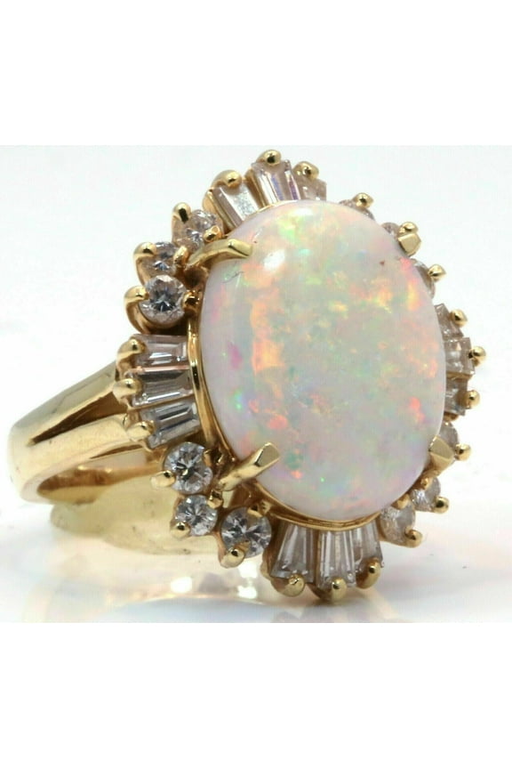 Lab Created Fire Opal 4Ct Oval Cocktail Engagement Women's Ring 14K Yellow Gold Plated Sterling Silver