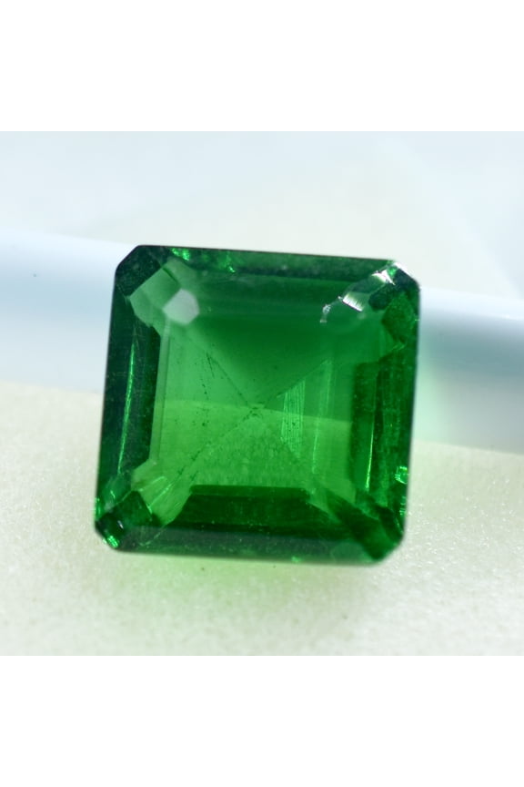 Lab-Created Green Emerald Square Cut 35.30 Ct CERTIFIED Ring Size Gemstone
