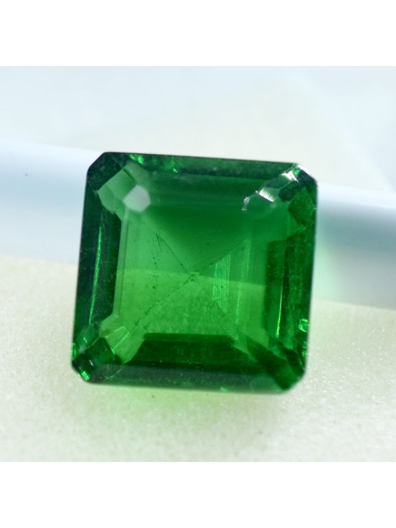 Lab-Created Green Emerald Square Cut 35.30 Ct CERTIFIED Ring Size Gemstone