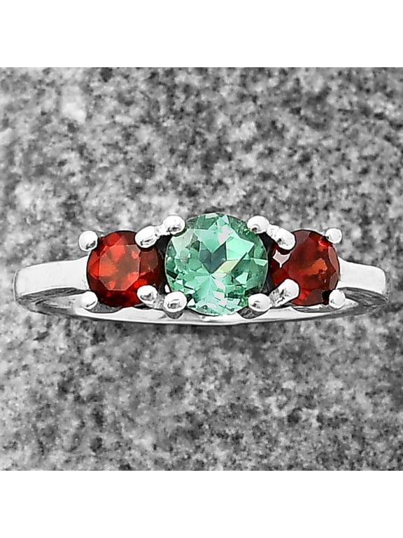 Lab Created Green Tourmaline & Garnet 925 Silver Ring s.7 Jewelry DGR1122_D_7 R-1047