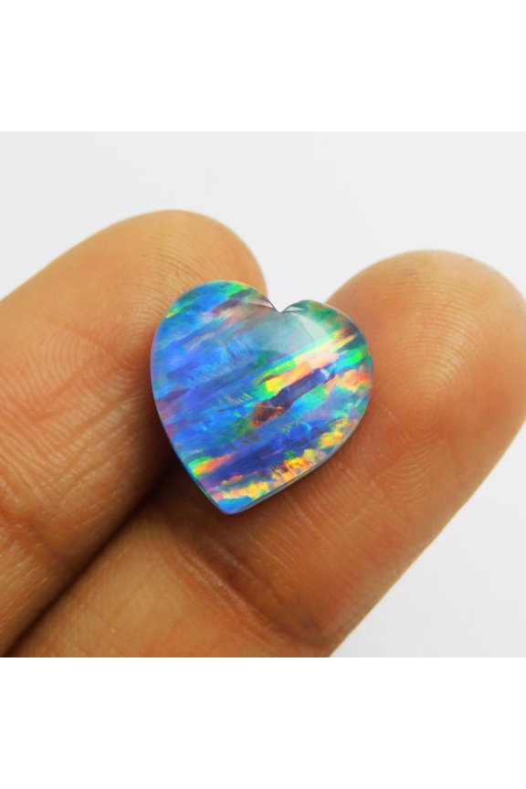Lab-Created Heart Cut Fire OPAL 5.65 Ct Gemstone CERTIFIED For Pendant Making-W