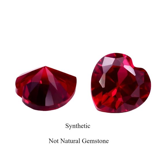 Lab-Created Heart Shape Faceted Dark Red Ruby Beads, Synthetic Man-Made DIY Jewelry Making Accessories