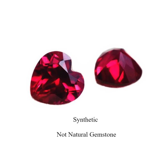 Lab Created Heart Shape Red Ruby Beads, Synthetic Faceted DIY Jewelry Accessories