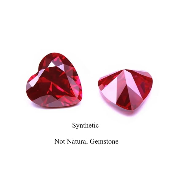Lab Created Heart Shape Red Ruby Beads, Synthetic Faceted DIY Jewelry Accessories