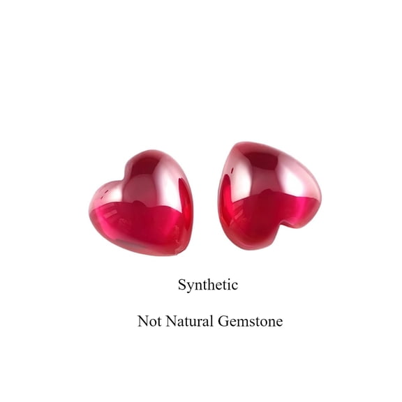 Lab-Created Heart Shape Red Ruby Beads with Flat Back, Synthetic DIY Jewelry Making Accessories