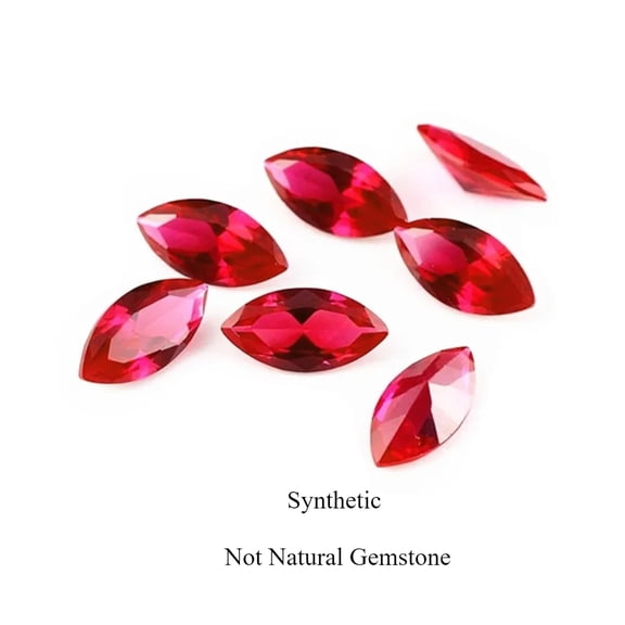 Lab Created Marquise Cut Red Ruby Beads for Jewelry Making