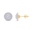 thumbnail image 1 of Lab Created Moissanite Diamond Cluster Stud Earrings with Screw Back With Certificate 14K Yellow Gold Plated Sterling Silver(G-H Color,VVS1 Clarity,0.60 Ct), 1 of 4