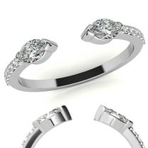 Lab Created Moissanite Open Ring in White Gold Plated for Women Party Wear
