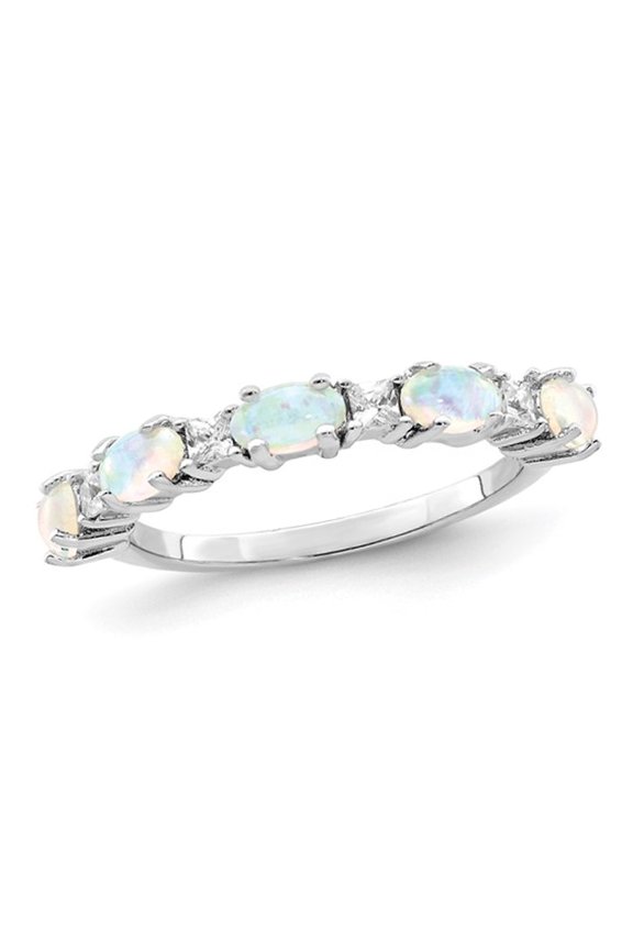 Gem & Harmony Lab-Created Opal Ring in Sterling Silver for Women