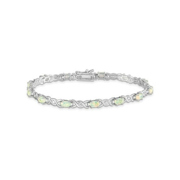 Gem & Harmony Lab Created Opal XO Bracelet in Sterling Silver (7.00 inch) for Women