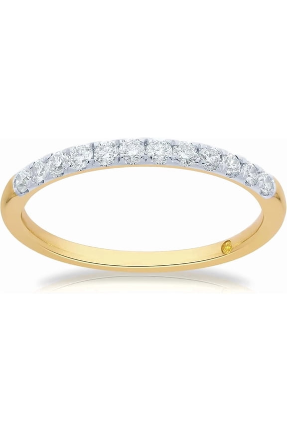Lab Made Pave Set Diamond Band | Real 10k Yellow Gold 1/6 CTW Wedding Rings for Ladies | Size 10