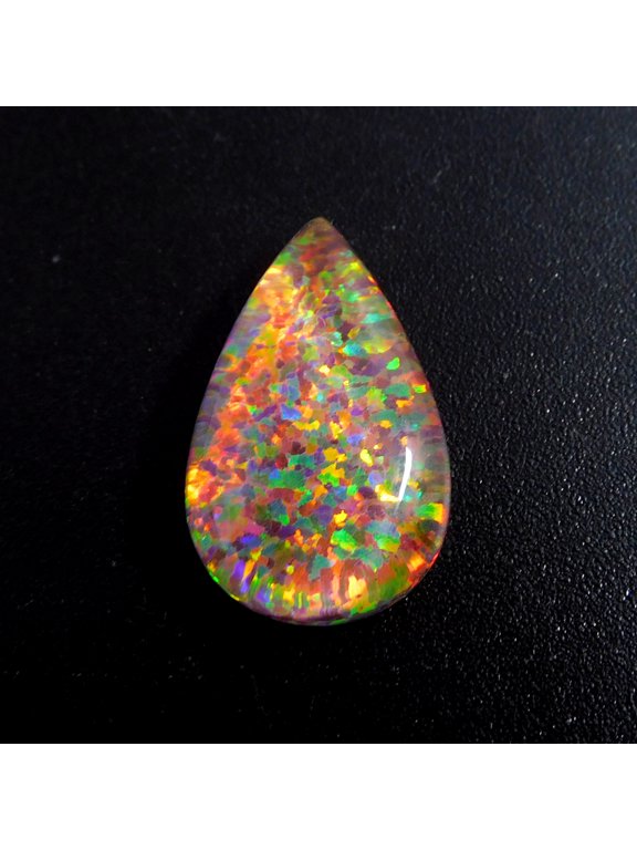 Lab-Created Pear Cut Boulder Fire Opal 9 Ct CERTIFIED Ring Size Loose Gemstone