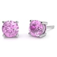 thumbnail image 1 of Lab-Created Pink Sapphire 6mm Round Stud Earrings in 14k White Gold, 1 of 4