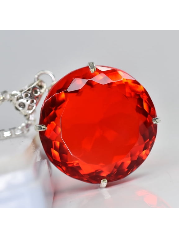 Lab Created Red Ruby 149 Ct Round Cut Certified Gems 925 Starling Silver Pendant