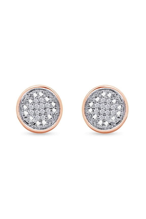 Lab Created Round 1.50Ct Diamond Accents Cluster Stud Earrings 14K Rose Gold Plated 925 Silver