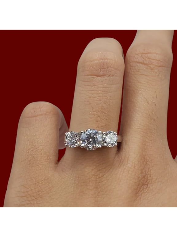 Lab Created Round Cut Diamond Ring IGI Certified 2 Carat 14k Rose Gold E F VVS
