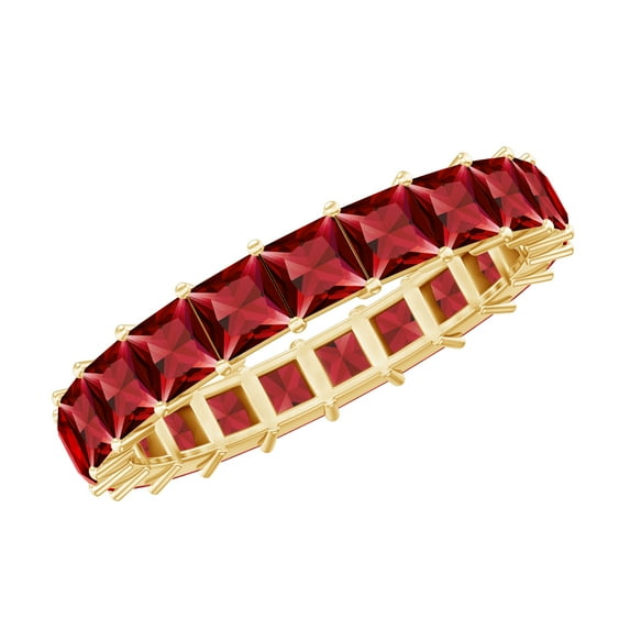 Lab Created Ruby Eternity Ring for Women (4.25 CT, AAAA Quality, Rosec Jewels), 10K Yellow Gold, US 4.50