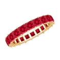 thumbnail image 1 of Rosec Jewels Princess Cut Lab Created Ruby Eternity Ring for Women (AAAA Quality) - Wedding Anniversary Ring - Ready to Gift, 14K Yellow Gold, US 5.50, 1 of 8