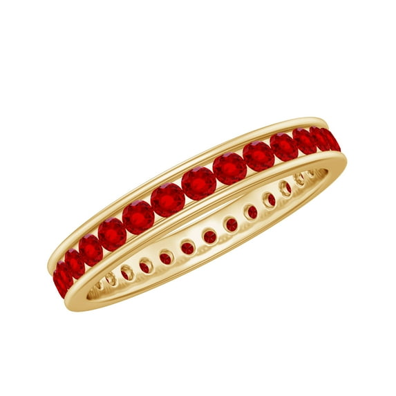 Rosec Jewels Lab Created Ruby Full Eternity Ring for Women (1.50 CT) - AAAA Quality, 10K Yellow Gold, US 6.00