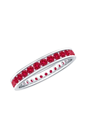 Certified Lab Created Ruby Eternity Ring for Women - AAAA Quality - Stackable Ring - Ready to Gift with Jewelry Box, 925 Sterling Silver, US 4.00