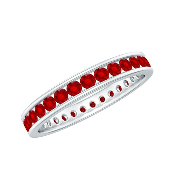Rosec Jewels Lab Created Ruby Full Eternity Ring for Women (1.50 CT) - AAAA Quality, 925 Sterling Silver, US 4.00