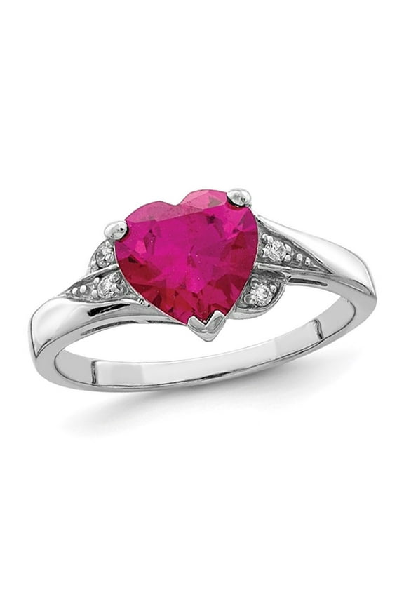 Gem & Harmony Lab-Created Ruby Heart Promise Ring in Sterling Silver for Women
