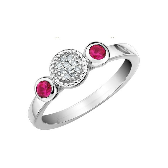 Lab Created Ruby Ring with Diamonds 1/3 Carat (Ctw) in Sterling Silver