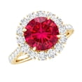thumbnail image 1 of Rosec Jewels Lab Grown Ruby Engagement Ring with Halo - Round Ruby Ring for Women - AAAA Quality Certified - with Jewelry Box, 18K Yellow Gold, US 8.50, 1 of 8