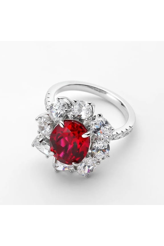 Lab Created Ruby Silver Ring, 925 Sterling Silver Ruby Ring