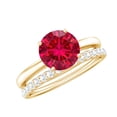 thumbnail image 1 of Rosec Jewels Lab Created Ruby Solitaire Ring Set with Diamond Enhancer (AAAA Grade), 14K Yellow Gold, US 10.50, 1 of 8