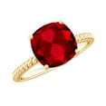 thumbnail image 1 of Rosec Jewels Lab Created Ruby Solitaire Ring with Surprise Diamond - AAAA Grade - 8 mm, 18K Yellow Gold, US 3.50, 1 of 8