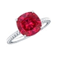 thumbnail image 1 of Lab Created Ruby Solitaire Ring with Surprise Diamond - 2 Carat - AAAA Grade certified, 925 Sterling Silver, US 4.00, 1 of 8