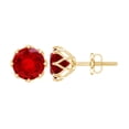 thumbnail image 1 of Rosec Jewels Lab Created Ruby Solitaire Stud Earrings for Women - 6 mm - 2.74 Carat - AAAA Grade - with Screw Back - Ready to Gift, 18K Yellow Gold, 1 of 7
