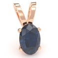 thumbnail image 1 of Lab-Created Sapphire Oval Solitaire Pendant In 14k Rose Gold, 1 of 4