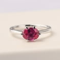 thumbnail image 1 of Lab Created Simple ruby ring over cut 8x6 mm anniversary ring sterling silver July birthstone ring, 1 of 4