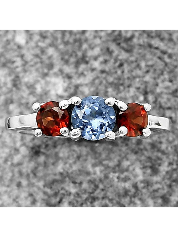 Lab Created Tanzanite & Garnet 925 Sterling Silver Ring s.7 Jewelry DGR1122_E_7 R-1047