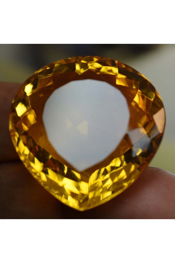 Lab-Created Yellow Sapphire Pear 76.40 Ct Ring Size Loose Gemstone CERTIFIED